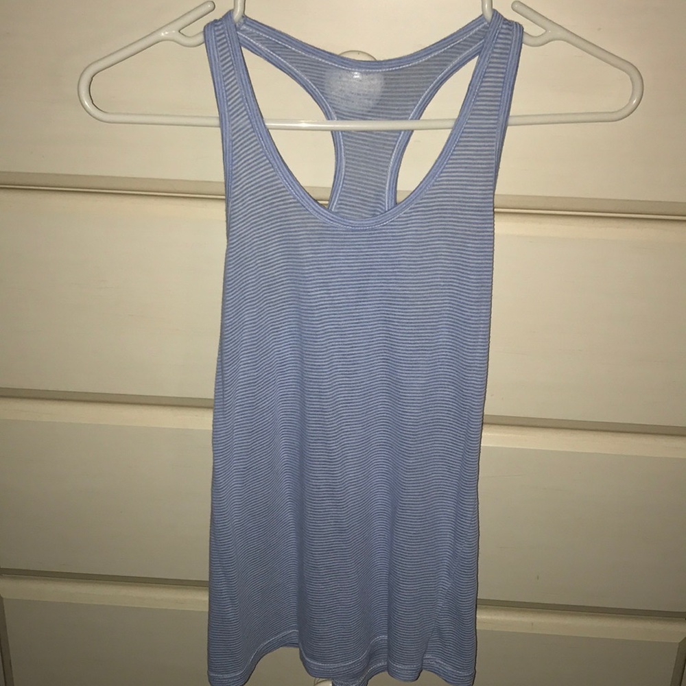 Blue and white striped tank